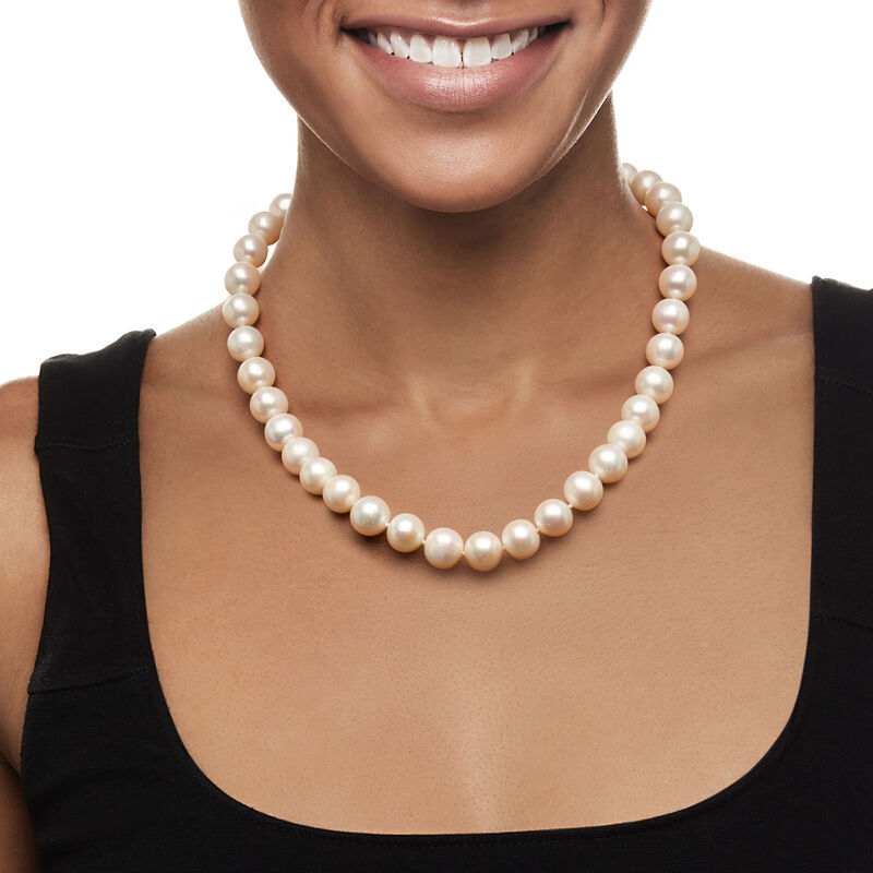 11-12mm Cultured Pearl Necklace with 14kt Yellow Gold. 18" image number 0