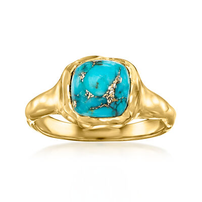 Turquoise Sculpted Ring in 18kt Gold Over Sterling