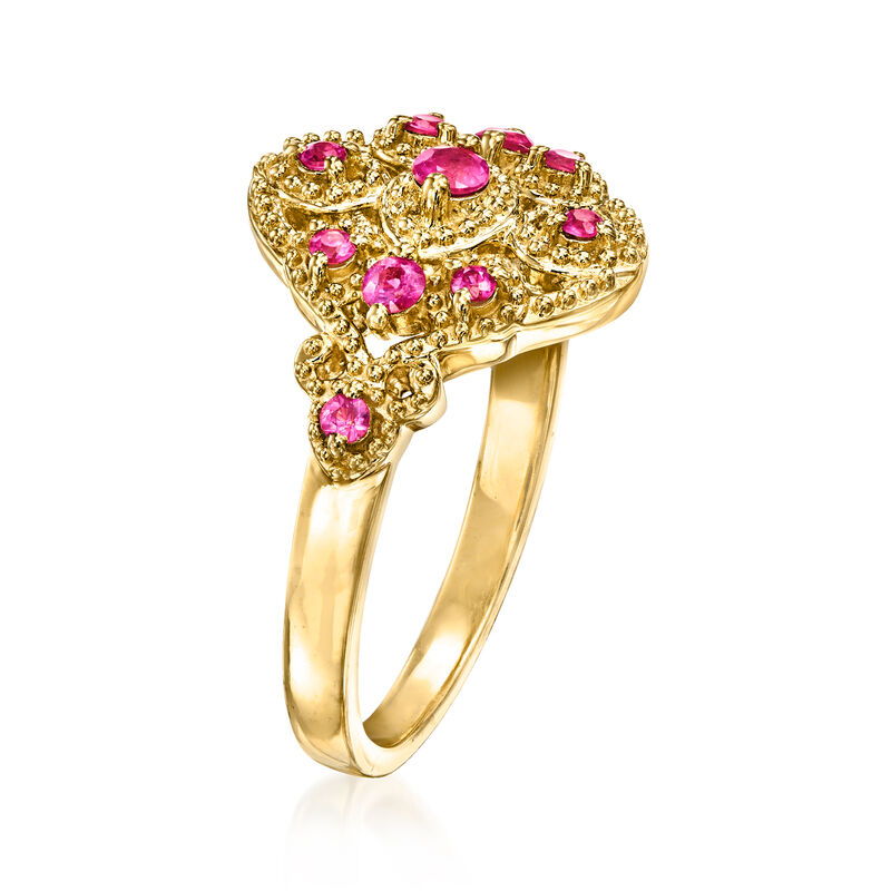 .20 ct. t.w. Ruby Milgrain Ring in 18kt Gold Over Sterling image number 1