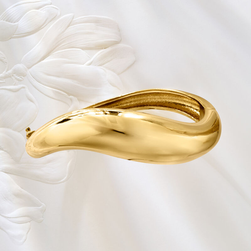 18kt Gold Over Sterling Sculptural Bangle Bracelet image number 2