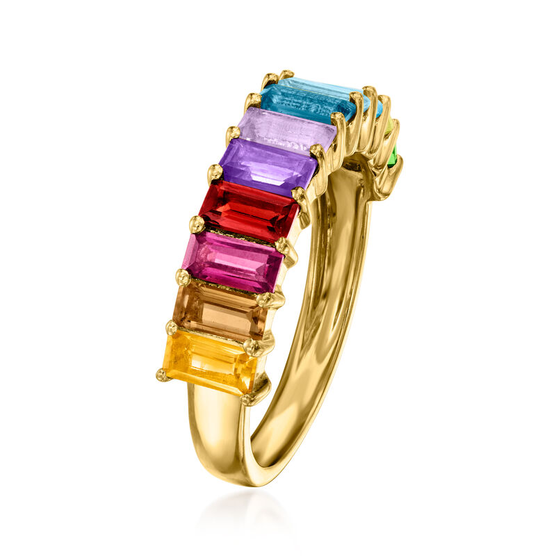 2.50 ct. t.w. Multi-Gemstone Baguette Ring in 18kt Gold Over Sterling image number 2