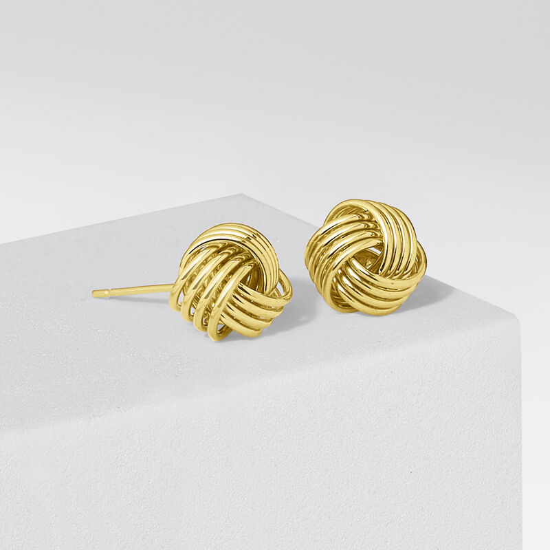 14kt Yellow Gold Love Knot Stud Earrings image number 3