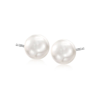 9-10mm Cultured Pearl Stud Earrings in 14kt White Gold