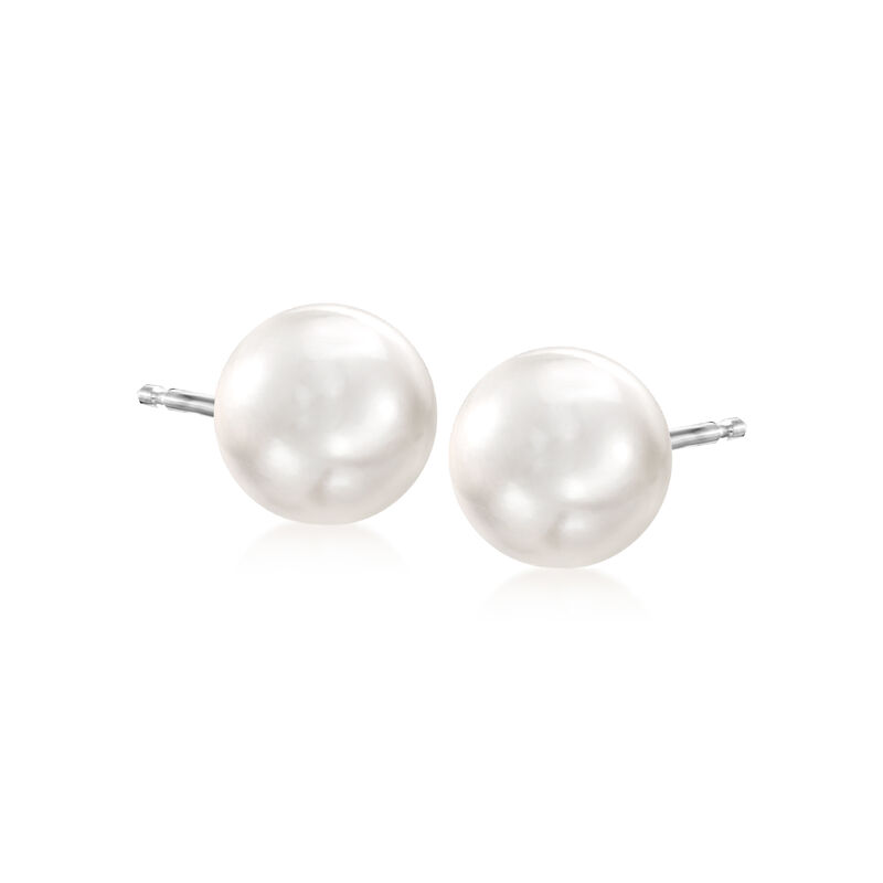 9-10mm Cultured Pearl Stud Earrings in 14kt White Gold image number 0