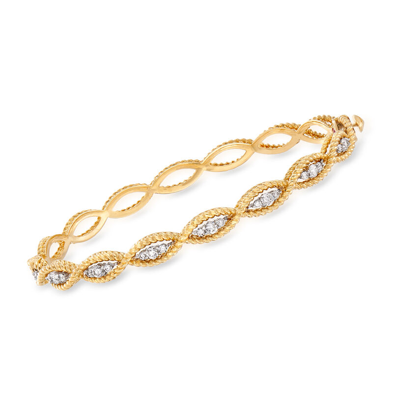 Roberto Coin &quot;Barocco&quot; .56 ct. t.w. Diamond Twisted Bracelet in 18kt Two-Tone Gold. 7&quot; image number 0
