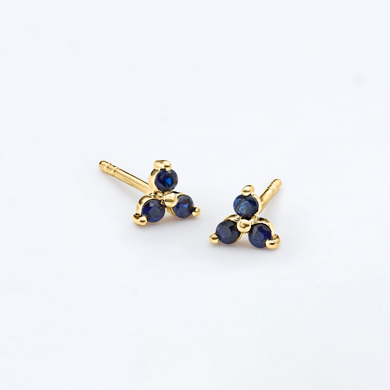 .10 ct. t.w. Sapphire Three-Stone Stud Earrings in 14kt Yellow Gold  image number 2