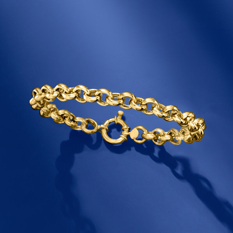 Italian 14kt Yellow Gold Rolo-Chain Bracelet image number 3