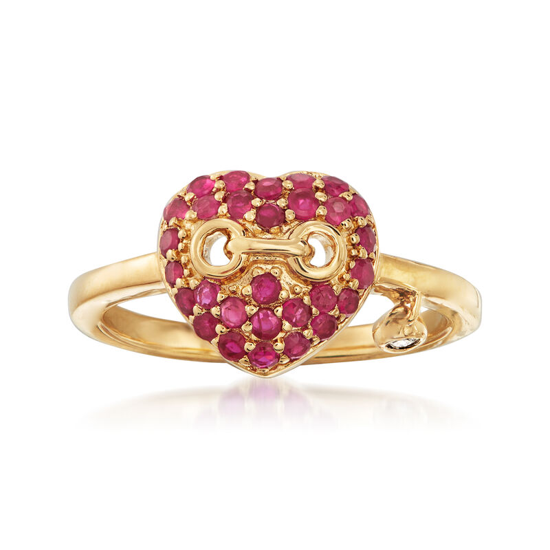 .50 ct. t.w. Ruby Heart Ring in 18kt Gold Over Sterling image number 0