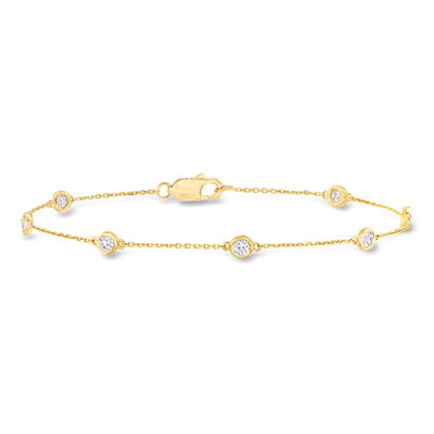 .50 ct. t.w. Diamond Station Bracelet in 18kt Gold Over Sterling