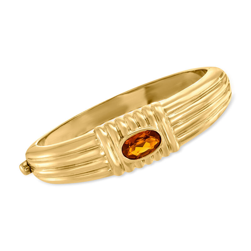 C. 1980 Vintage 2.50 Carat Citrine Bangle Bracelet in 18kt Yellow Gold image number 0