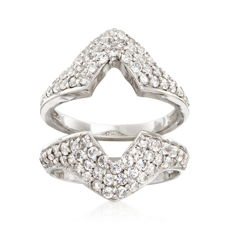 17.02 ct. t.w. Mixed-Gemstone Jewelry Set: Two Interchangeable Rings with 1.32 ct. t.w. White Topaz Ring Wrap in Sterling Silver image number 6
