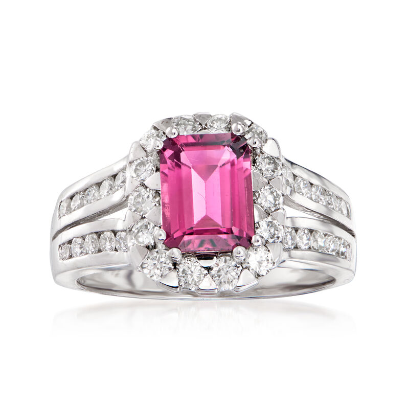 1.65 Carat Pink Tourmaline and .92 ct. t.w. Diamond Ring in 14kt White Gold image number 0