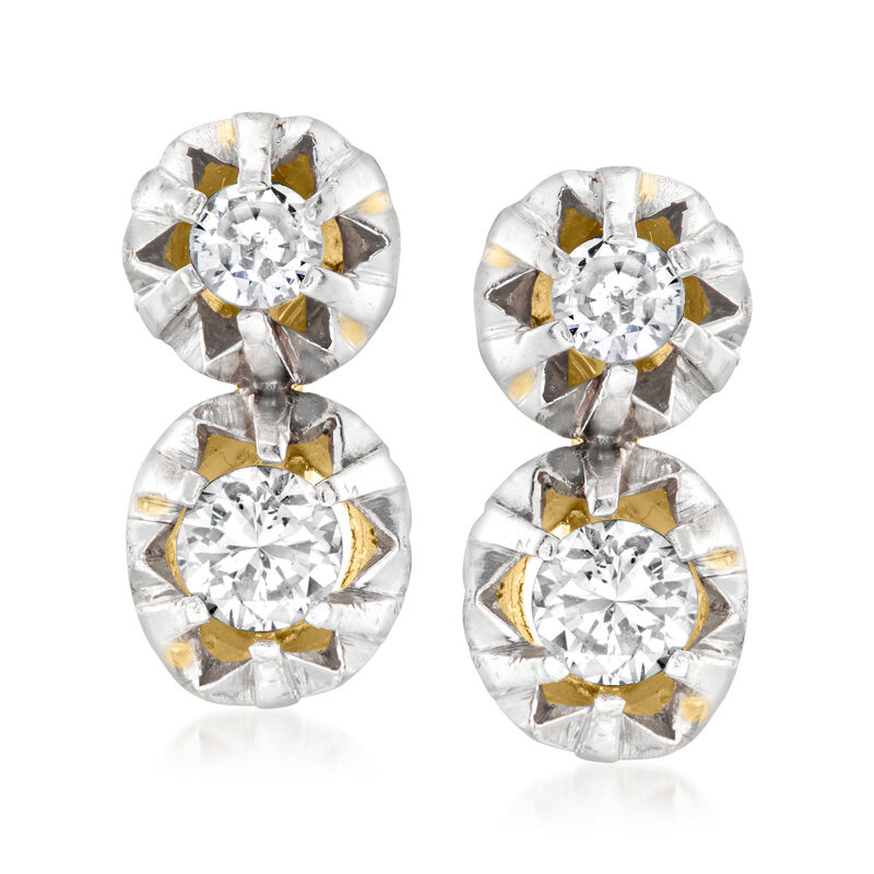 C. 1960 Vintage .60 ct. t.w. Diamond Drop Earrings in Palladium and 18kt Yellow Gold image number 0