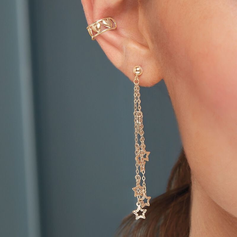 14kt Yellow Gold Heart Pattern Single Ear Cuff image number 5
