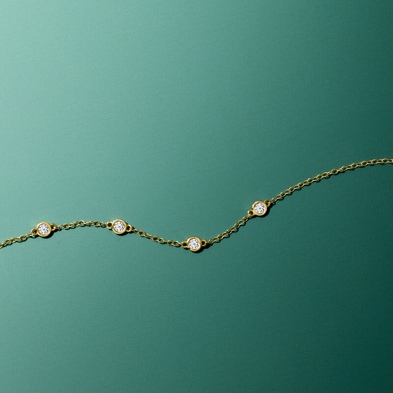 .25 ct. t.w. Bezel-Set Lab-Grown Diamond Station Bracelet in 14kt Yellow Gold image number 3