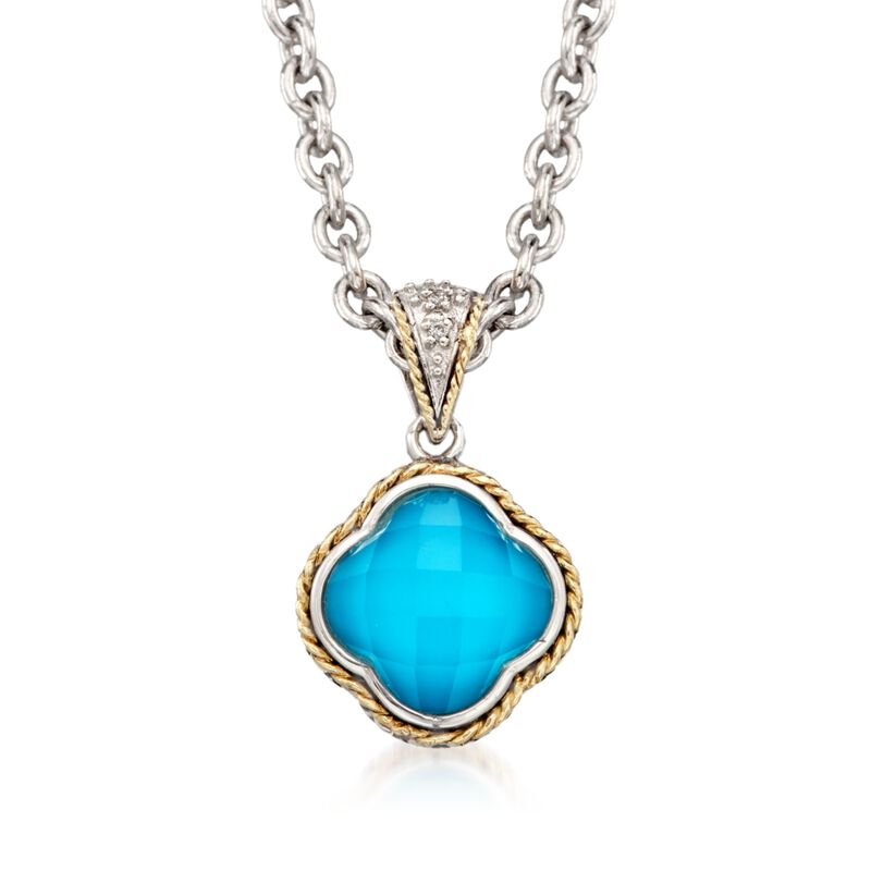 Andrea Candela Turquoise Necklace With Diamond Accents in Two-Tone image number 0