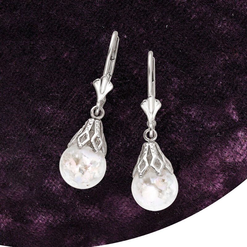 Floating Opal Drop Earrings in 14kt White Gold image number 3