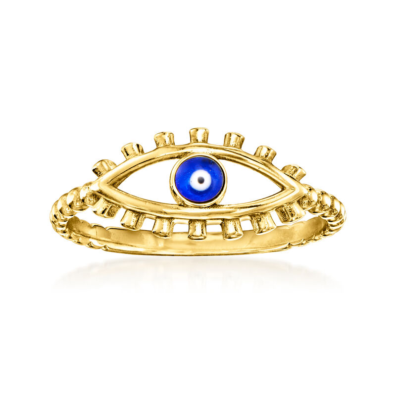 10kt Yellow Gold Evil Eye Ring with Multicolored Enamel image number 0
