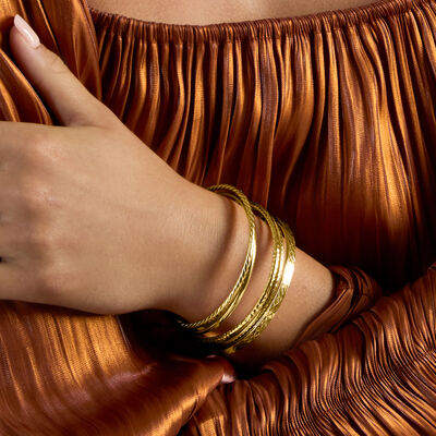 18kt Gold Over Sterling Jewelry Set: Five Bangle Bracelets