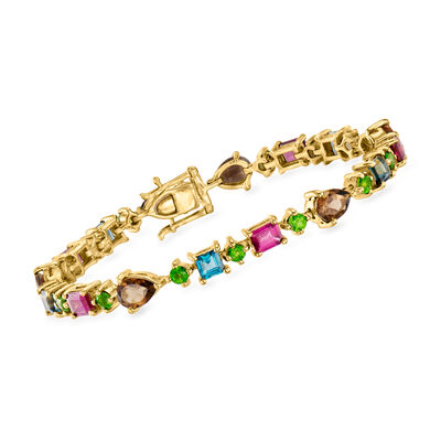 11.80 ct. t.w. Multi-Gemstone Bracelet in 18kt Gold Over Sterling
