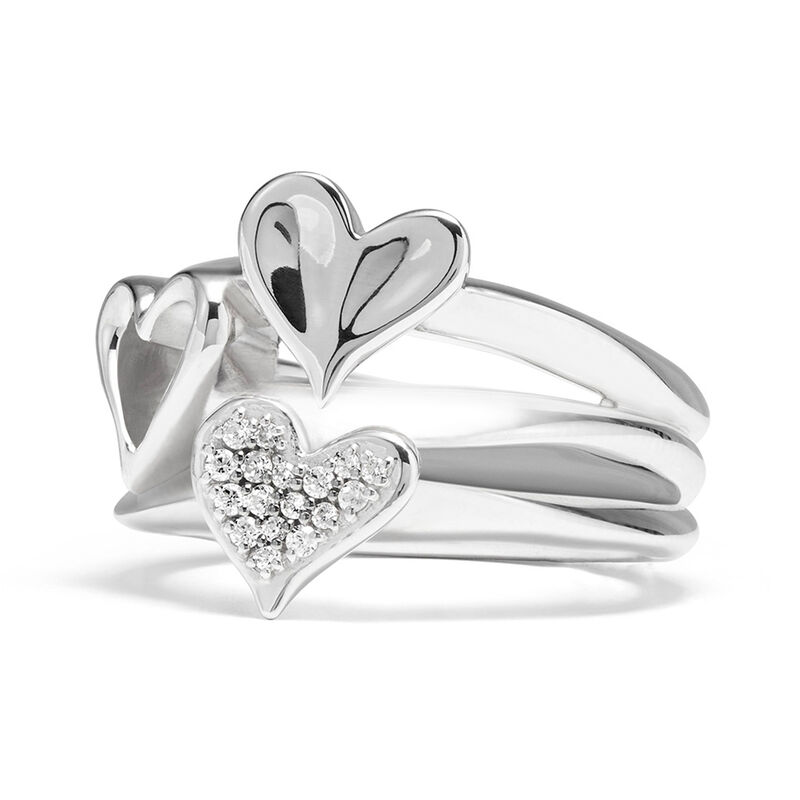 Judith Ripka "Eros" .11 ct. t.w. Diamond Three-Heart Ring in Sterling Silver image number 1