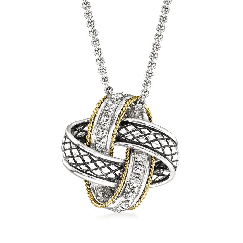Andrea Candela &quot;Nudo De Amor&quot; .14 ct. t.w. Diamond Love Knot Pendant Necklace in Sterling Silver and 18kt Gold image number 0