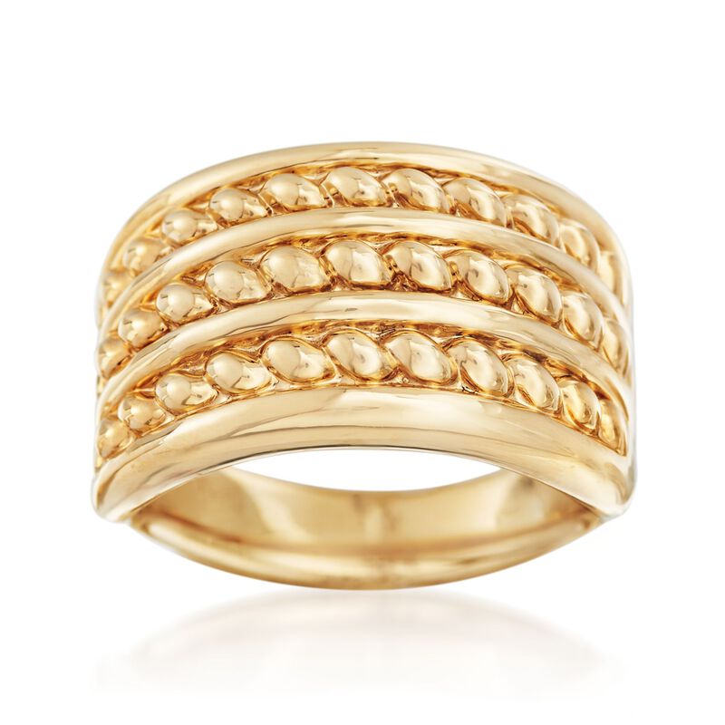 14kt Yellow Gold Roped Three-Row Ring image number 0