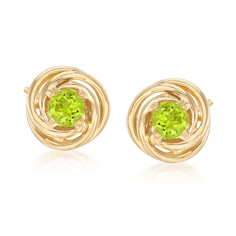 1.00 ct. t.w. Peridot Love Knot Earrings in 18kt Gold Over Sterling Silver image number 0
