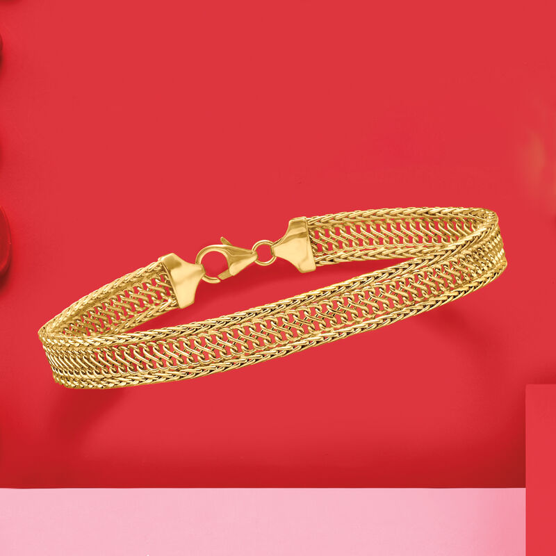 Italian 18kt Yellow Gold Wheat and Infinity-Link Bracelet image number 2