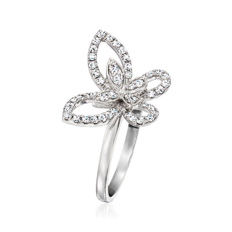 C. 1990 Vintage .75 ct. t.w. Diamond Butterfly Ring in 18kt White Gold. Size 6 image number 2