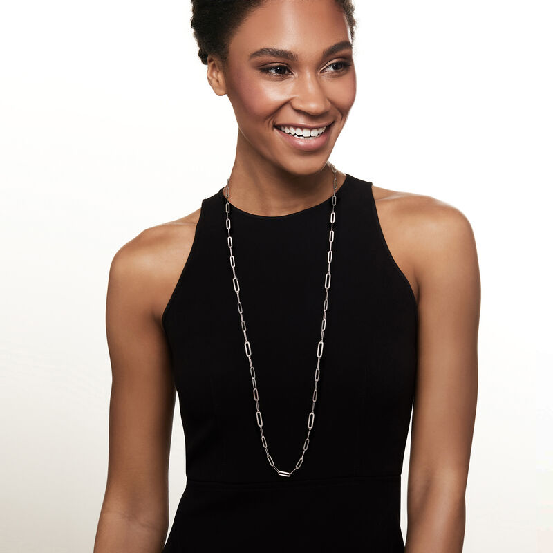 Charles Garnier 1.57 ct. t.w. CZ Paper Clip Link Necklace in Sterling Silver. 36" image number 0