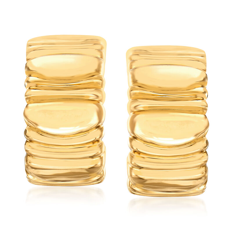 C. 1992 Vintage Cartier 18kt Yellow Gold Ridged Clip-On Earrings image number 0
