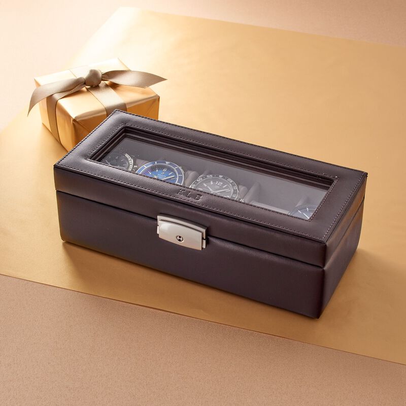 Monogrammed Leather Watch Box image number 3