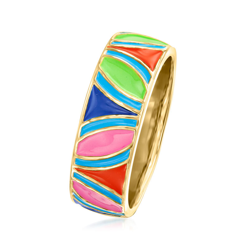 Multicolored Enamel Ring in 18kt Gold Over Sterling image number 2