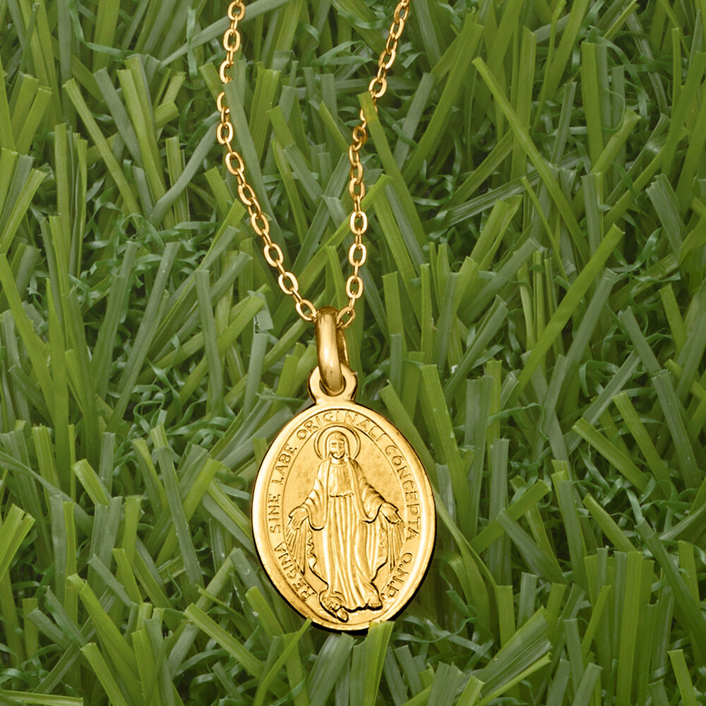 Italian 18kt Yellow Gold Miraculous Medal Pendant