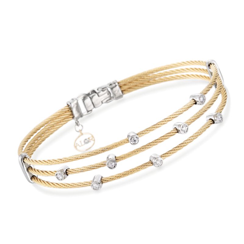 ALOR &quot;Classique&quot; .18 ct. t.w. Diamond Yellow Cable Bracelet with 18kt Two-Tone Gold. 7&quot; image number 0