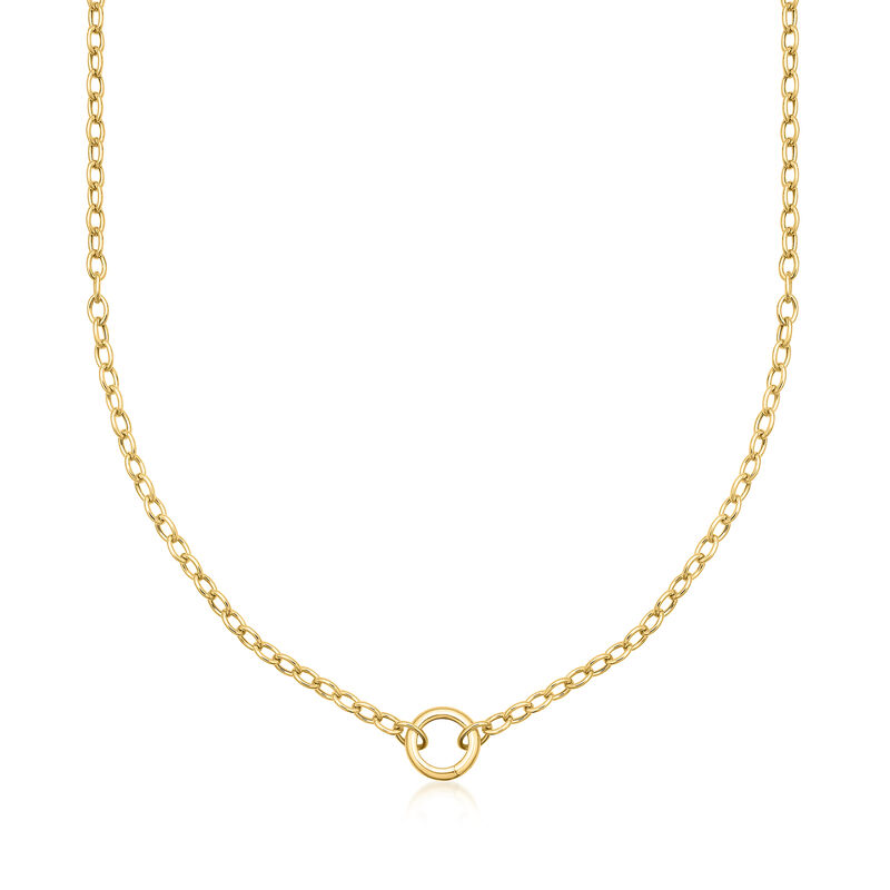 14kt Yellow Gold Charm-Compatible Cable-Link Necklace. 18" image number 0