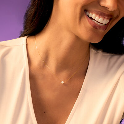 5-5.5mm Cultured Pearl Necklace in 14kt Yellow Gold