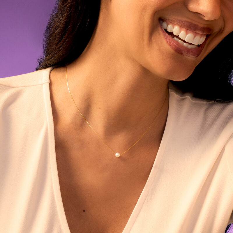 5-5.5mm Cultured Pearl Necklace in 14kt Yellow Gold. 16" image number 2