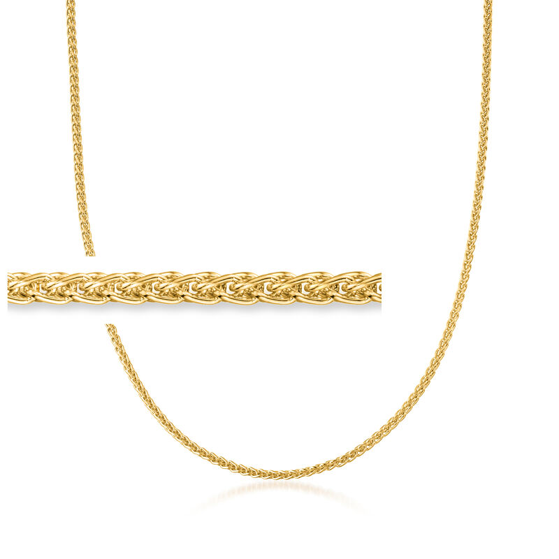 2mm 14kt Yellow Gold Round Wheat Chain Necklace image number 0