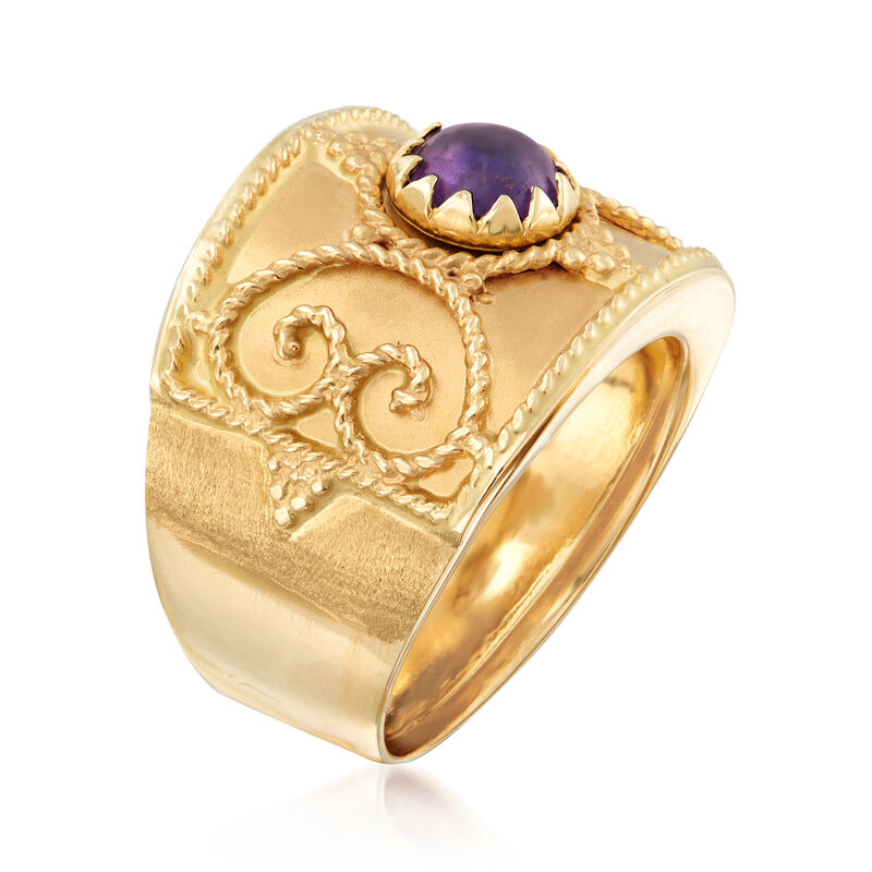Italian 1.20 Carat Amethyst Filigree Ring in 14kt Yellow Gold image number 2