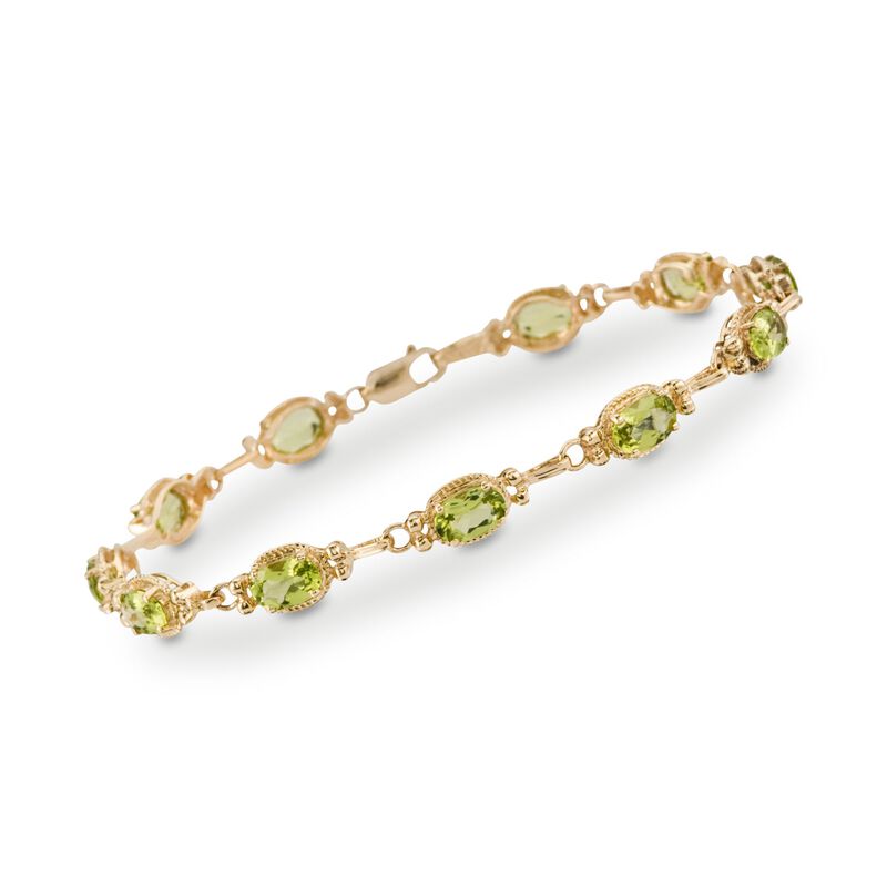 5.50 ct. t.w. Peridot Bracelet in 14kt Yellow Gold. 7&quot; image number 0
