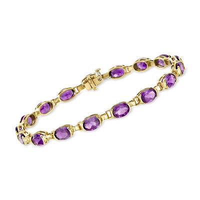 C. 1990 Vintage 11.90 ct. t.w. Amethyst Tennis Bracelet in 10kt Yellow Gold