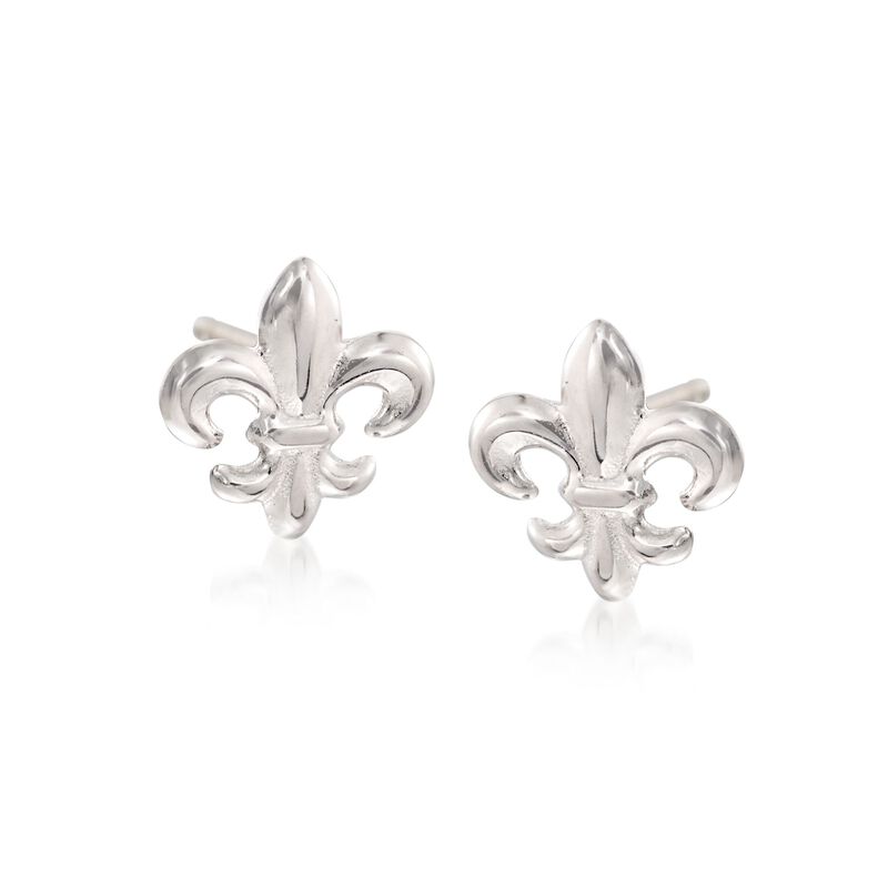 Sterling Silver Fleur-De-Lis Stud Earrings image number 0