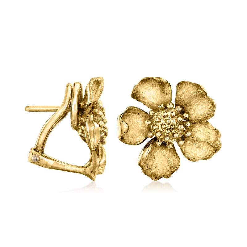 C. 1980 Vintage Tiffany Jewelry 18kt Yellow Gold Wild Rose Earrings image number 2