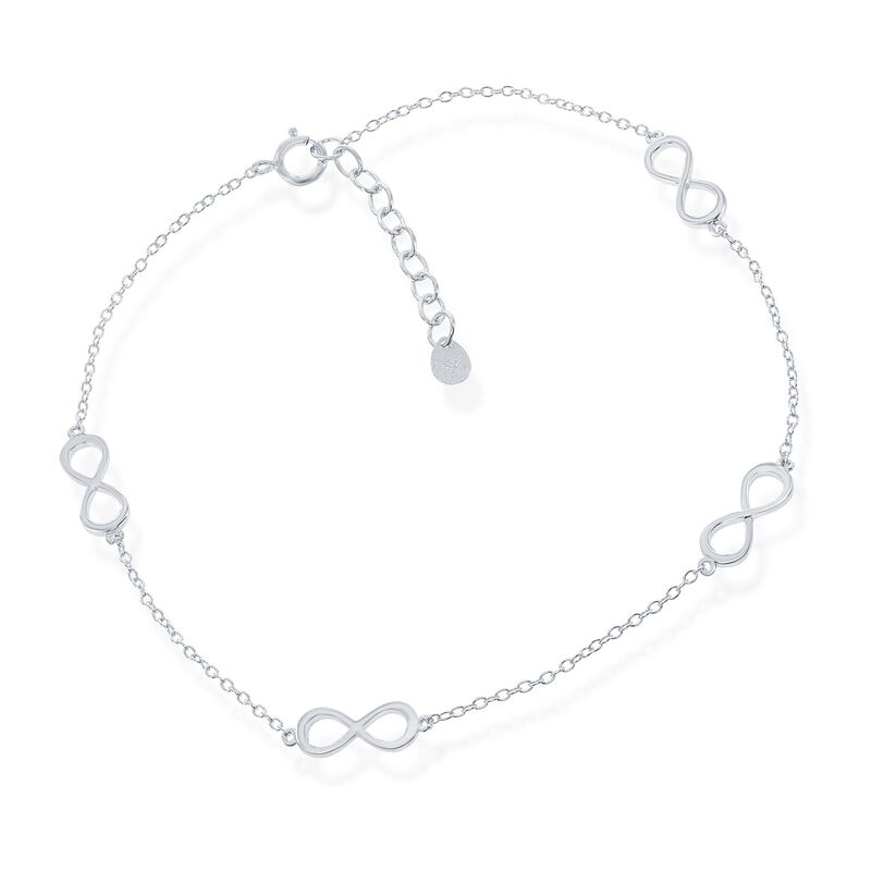Sterling Silver Infinity Station Anklet image number 0