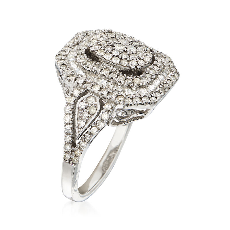 1.00 ct. t.w. Round and Baguette Diamond Multi-Level Ring in Sterling Silver image number 2