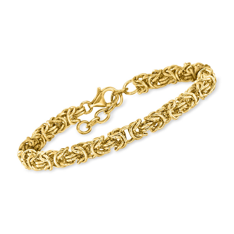 Italian 14kt Yellow Gold-Plated Byzantine Bracelet image number 0