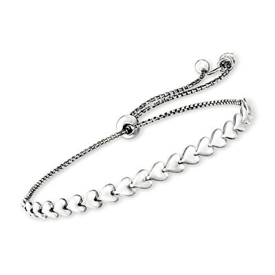 Italian Sterling Silver Heart-Link Bolo Bracelet