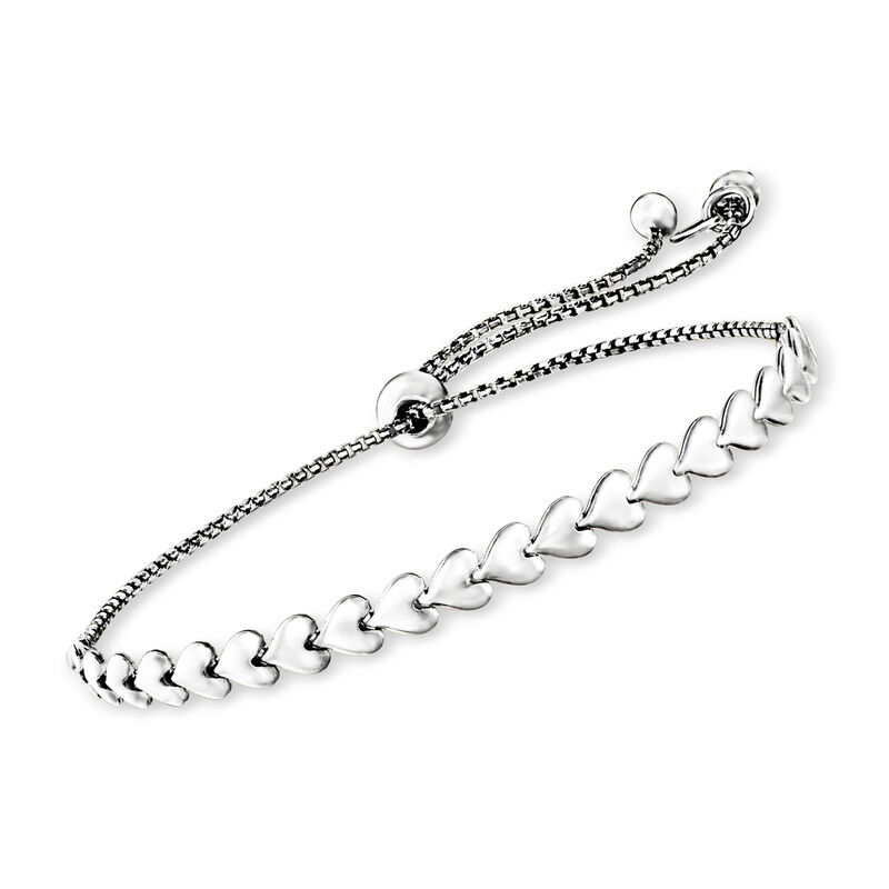 Italian Sterling Silver Heart-Link Bolo Bracelet  image number 0